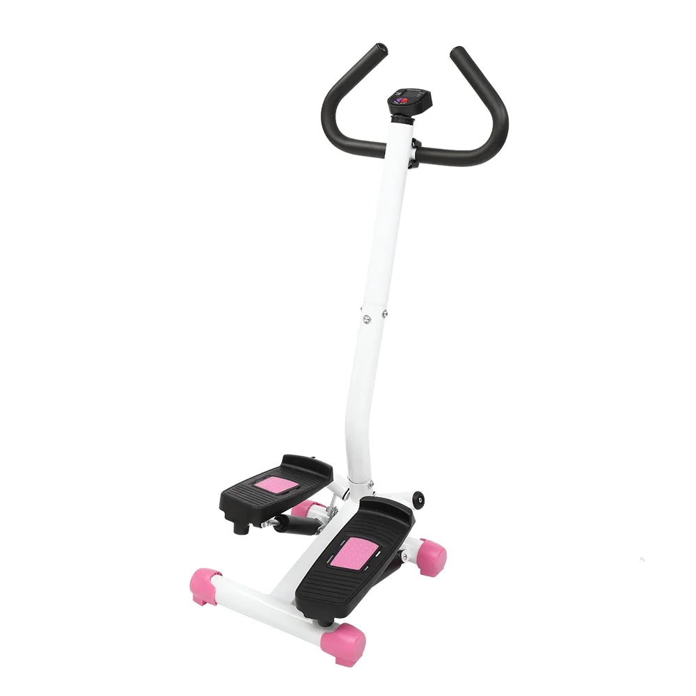 Mini Aerobic Stepper, Stair Climber Twist Fitness Machine with Handle, Pink